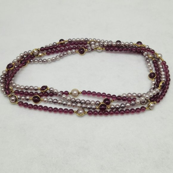2 Purple Beaded Necklace #285 - Picture 3 of 12